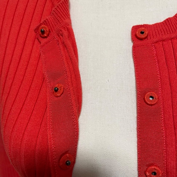 CAbi- Trumpet Cardi- Small- orange/coral trumpet sleeve rib knit - Picture 6 of 15